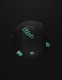 Rbbsh C60 soccer ball with black and white geometric pattern, full view showing outdoor sports equipment for soccer games