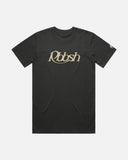 Front view of the Rbbsh Core Rbbsh Tee in coal, a casual black T-shirt with a classic fit and minimal design.