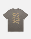 Back view of Rbbsh Doppio Tee in faded gray, casual T-shirt with a relaxed fit and subtle branding detail.
