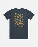 Rbbsh Doppio Tee in petrol blue, front view showing classic T-shirt design and soft fabric texture.