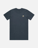 Rbbsh Doppio Tee in petrol blue, front view, showcasing classic T-shirt fit and smooth fabric texture.