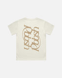 Back view of Rbbsh Doppio Youth Tee in ecru, a soft cotton youth T-shirt featuring a simple, comfortable fit.