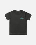Youth Rbbsh More Feet More Footy T-shirt in coal color, front view showing graphic design and comfortable fit for kids.