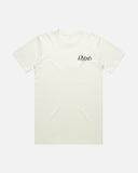 Ecru roundel graphic T-shirt from Rbbsh featuring a classic crew neck and front print design.